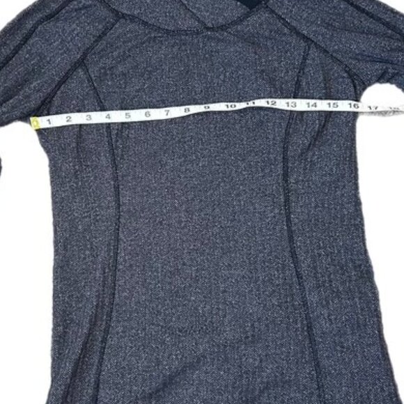 Lululemon Think Fast Hoodie Heathered Herringbone Pullover Black/Black Size 6 - Picture 9 of 12